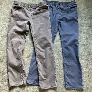 Prana Straight Leg Pants in Blue and Tan